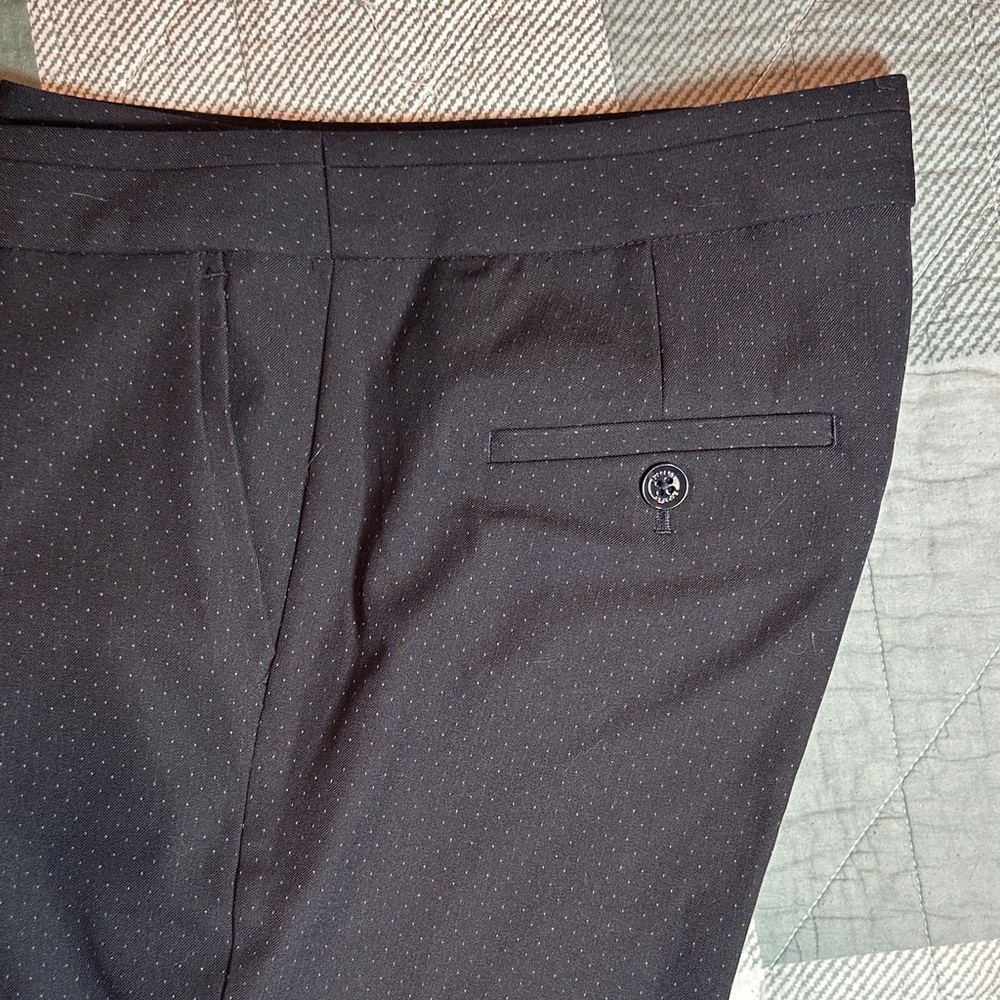 Express Columnist Black Pin-Dot Slim-Fit Dress Pants – 2R, Classic Work Trousers - Picture 2 of 6